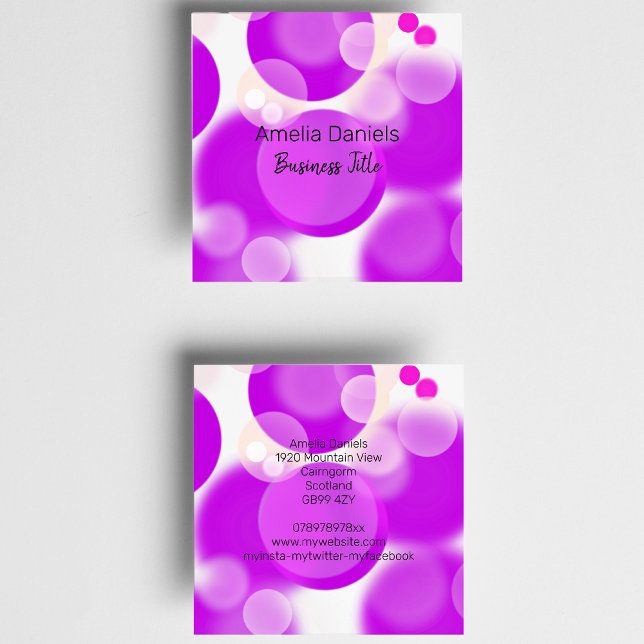 Magenta Pink and White Buble Business Card Quadratische Visitenkarte (Von Creator hochgeladen)