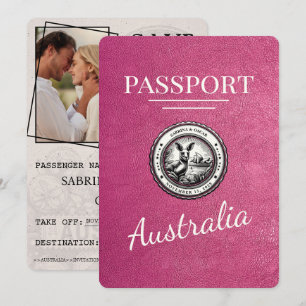 Magenta Pink Australien Reisepass Termin vormerken Save The Date