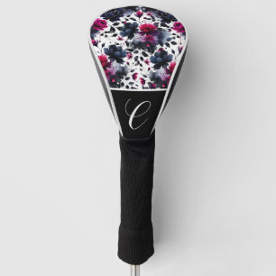 Magenta Pink & Blaues Tintenblumen-Wassercolor Golf Headcover