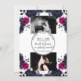 Magenta Pink Blue Inky Floral Watercolor Rett Date Einladung