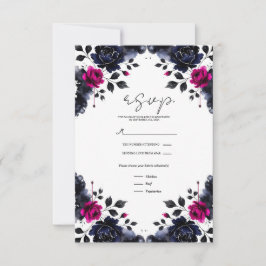 Magenta Pink & Blue Inky Wasserfarbe UAWG RSVP Karte