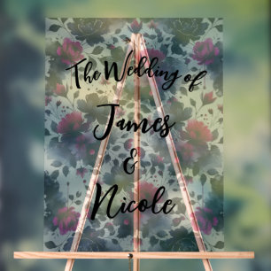 Magenta Pink & Blue Inky Wasserfarbenhochzeit Acrylschild