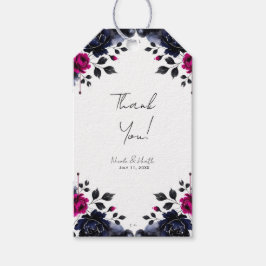 Magenta Pink & Blue Inky Wasserfarbenhochzeit Geschenkanhänger