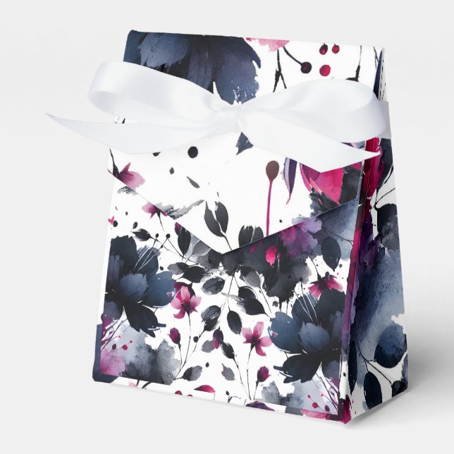 Magenta Pink & Blue Inky Wasserfarbenhochzeit Geschenkschachtel (Vorderseite)