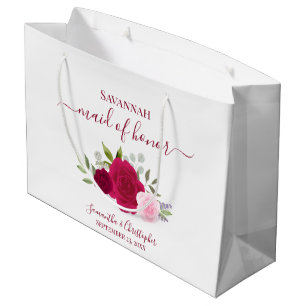 Magenta & Pink Boho Rosen Brautjungfer Große Geschenktüte