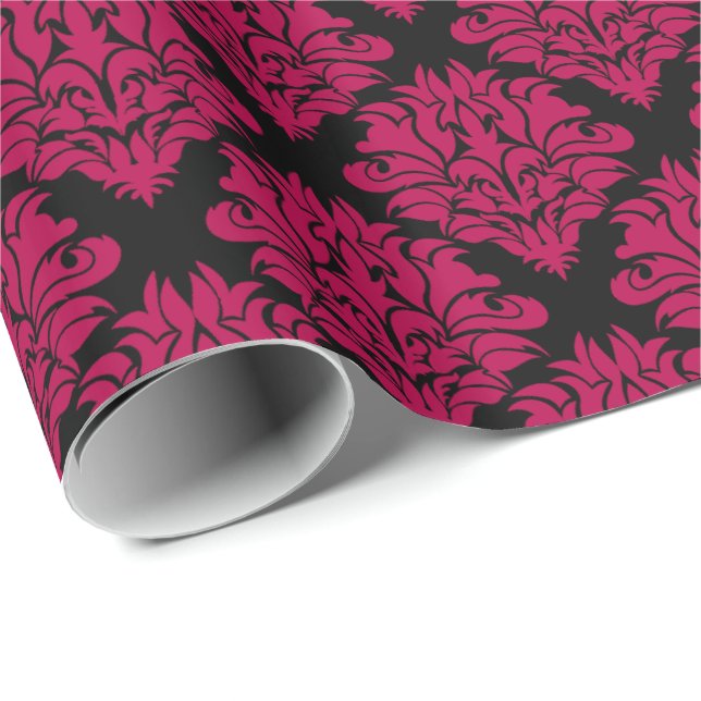 Magenta Pink Damask Gift Wrapping Paper Geschenkpapier (Rolleneckpunkt)