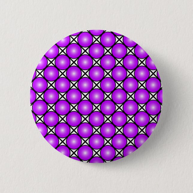 Magenta Pink Dots Schwarz-weißes Gittermuster Button (Vorderseite)