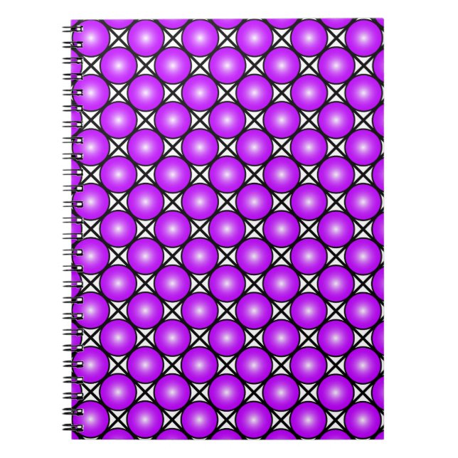 Magenta Pink Dots Schwarz-weißes Gittermuster Notizblock (Vorderseite)