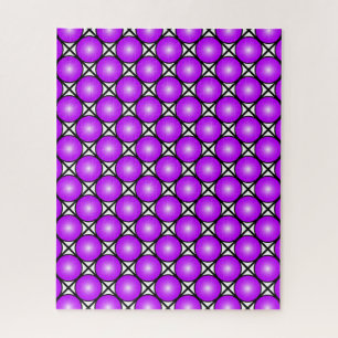 Magenta Pink Dots Schwarz-weißes Gittermuster Puzzle
