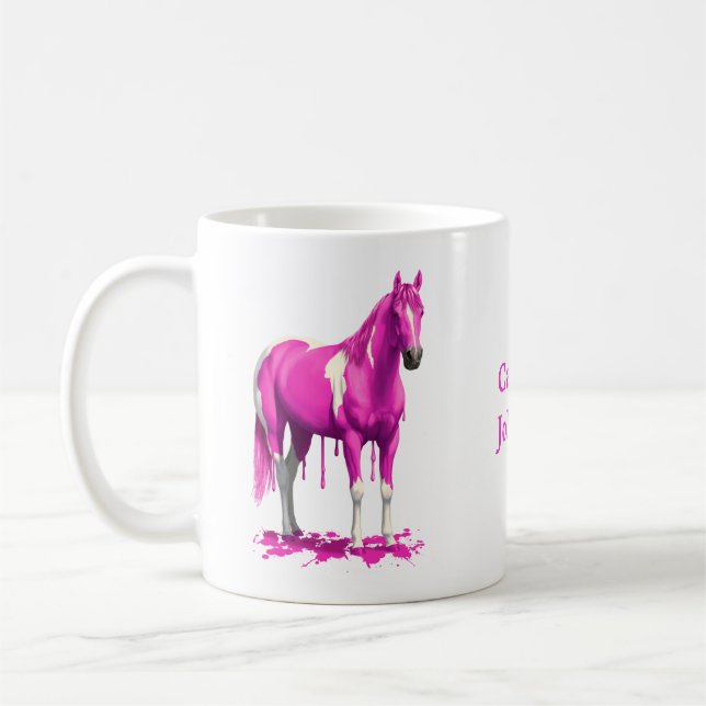 Magenta Pink Dripping Nass Paint Horse Kaffeetasse (Links)