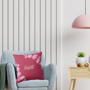 Magenta pink eucalyptus name script kissen