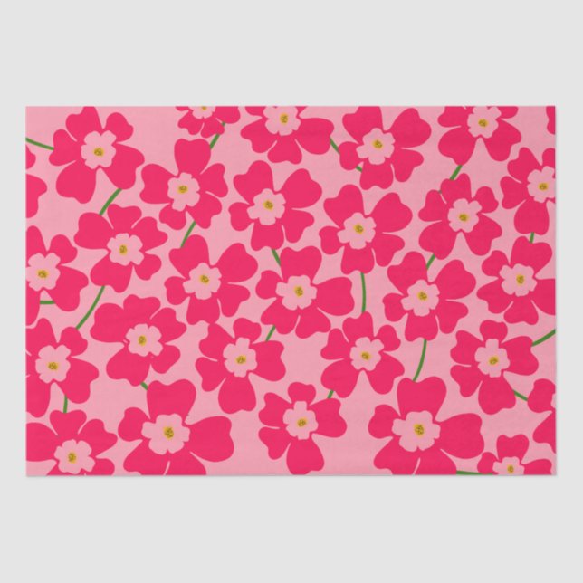 Magenta Pink Fantasy Blume Pattern Seidenpapier (Vorderseite)