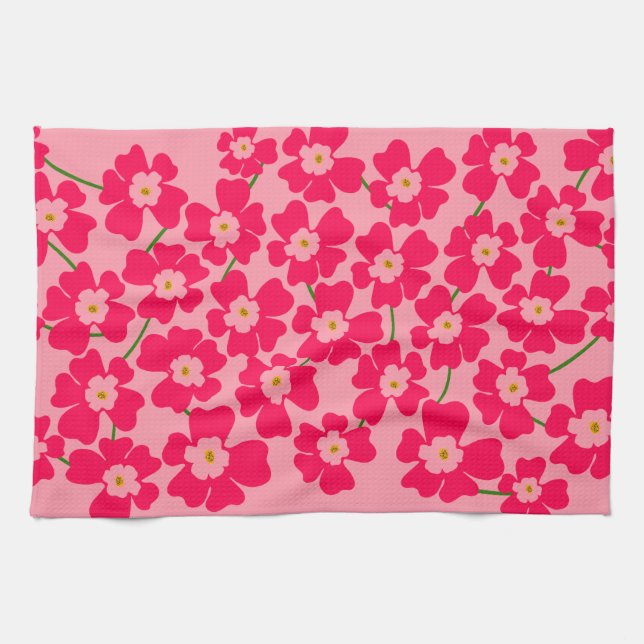 Magenta Pink Fantasy Flower Garden Geschirrtuch (Horizontal)