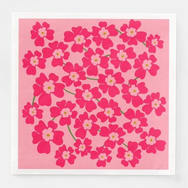 Magenta Pink Fantasy Flower Garden Hochzeit Serviette (Vorderseite)