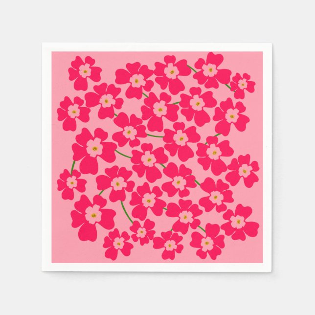 Magenta Pink Fantasy Flower Garden Serviette (Vorderseite)