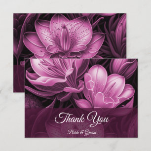 Magenta Pink Floral Flat Danke Karte