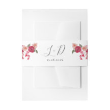 Magenta Pink Floral Wedding Einladung Bauch Band