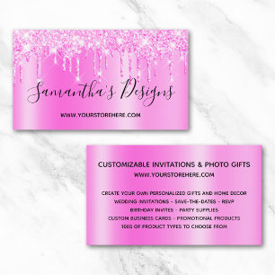 Magenta Pink Glitzer Tropfen Ombre Online Store Visitenkarte