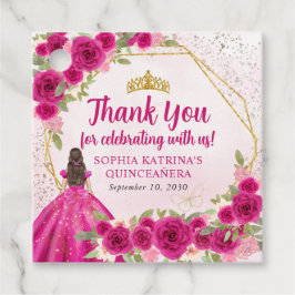 Magenta Pink Gold Floral Princess Crown Vielen Dan Geschenkanhänger
