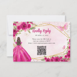 Magenta Pink Gold Floral Princess QR UAWG Mitteilungskarte