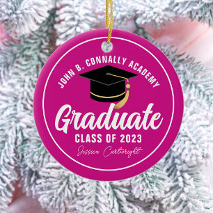 Magenta Pink Graduate Custom Abschluss Christmas Keramik Ornament
