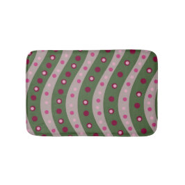 Magenta Pink Green Springtime Polka Dot Gemustert Badematte