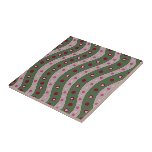 Magenta Pink Green Springtime Polka Dot Gemustert Fliese (Seite)