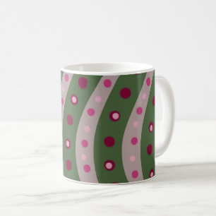 Magenta Pink Green Springtime Polka Dot Gemustert Kaffeetasse