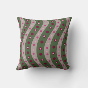 Magenta Pink Green Springtime Polka Dot Gemustert Kissen