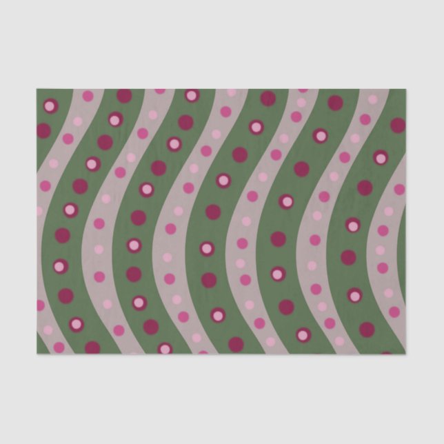 Magenta Pink Green Springtime Polka Dot Gemustert Seidenpapier (Vorderseite)