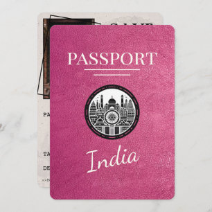 Magenta Pink India Passport Save the Date