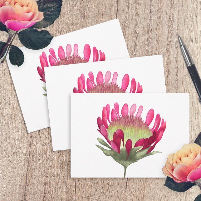 Magenta Pink King Protea Blume Karte (pink magenta king protea flower blank simple thank you note card original painted flower )