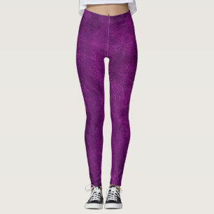 Magenta Pink Leggings aus Leder