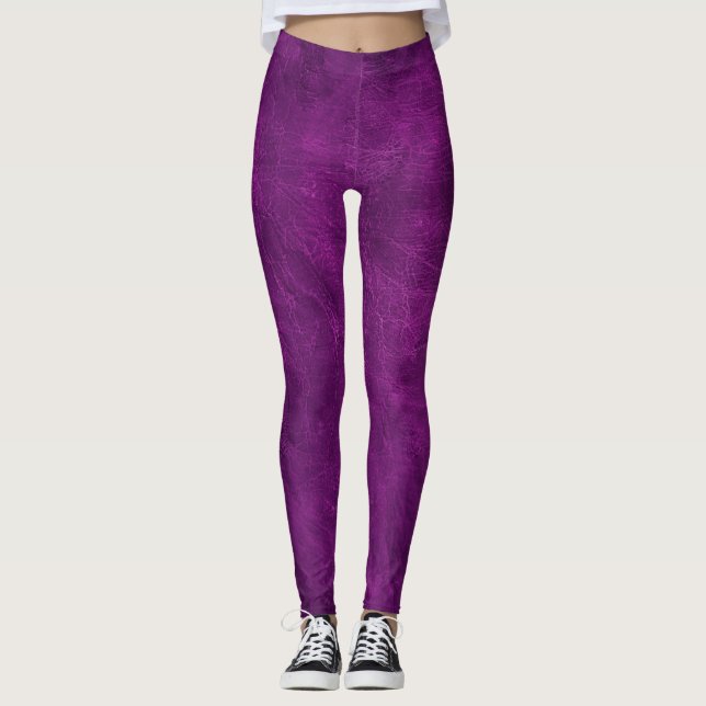 Magenta Pink Leggings aus Leder (Vorderseite)