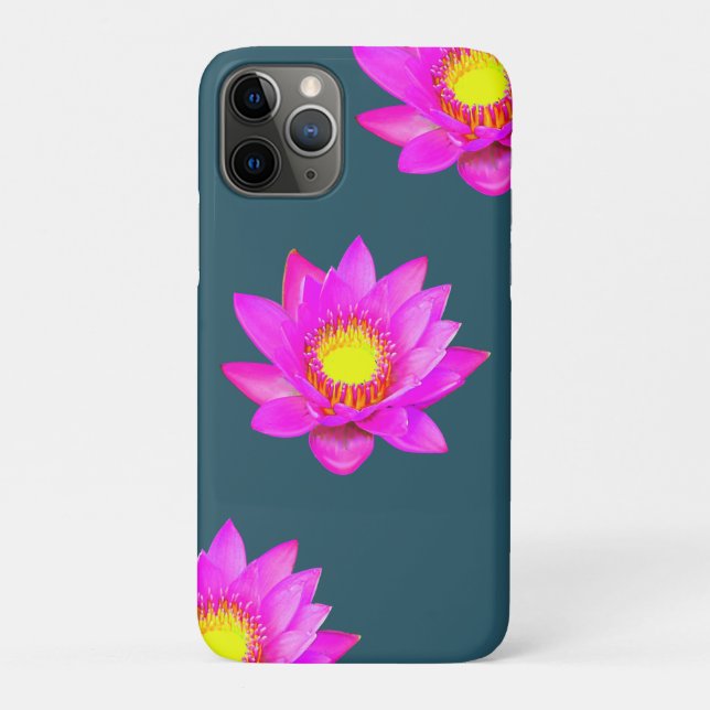 Magenta Pink Lotus Blume auf Blue Case-Mate iPhone Hülle (Rückseite)