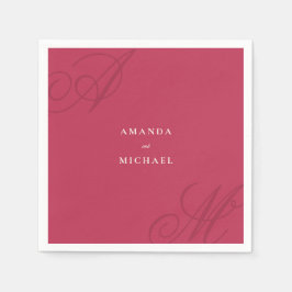 Magenta Pink Moderne Kante Elegantes Monogramm Hoc Serviette