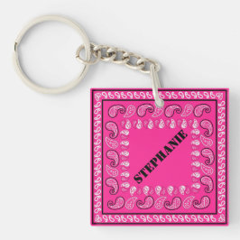 Magenta Pink Paisley Bandana Personalisiert Schlüsselanhänger