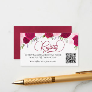 Magenta Pink Roses Brautparty QR Code Begleitkarte
