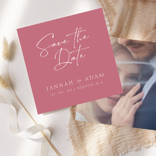 Magenta Pink Schrift-Typografie Foto-Hochzeit Save The Date