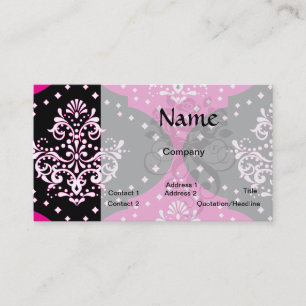 magenta pink schwarz weiß Henna Damast Visitenkarte