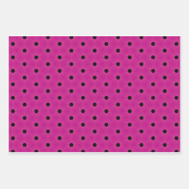 Magenta Pink Schwarzes Button Loch & Polka Dot Geschenkpapier Set
