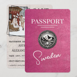 Magenta Pink Schweden Reisepass Save The Date
