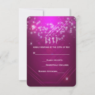 Magenta Pink Sparkle Club Vibe Party RSVP Karte