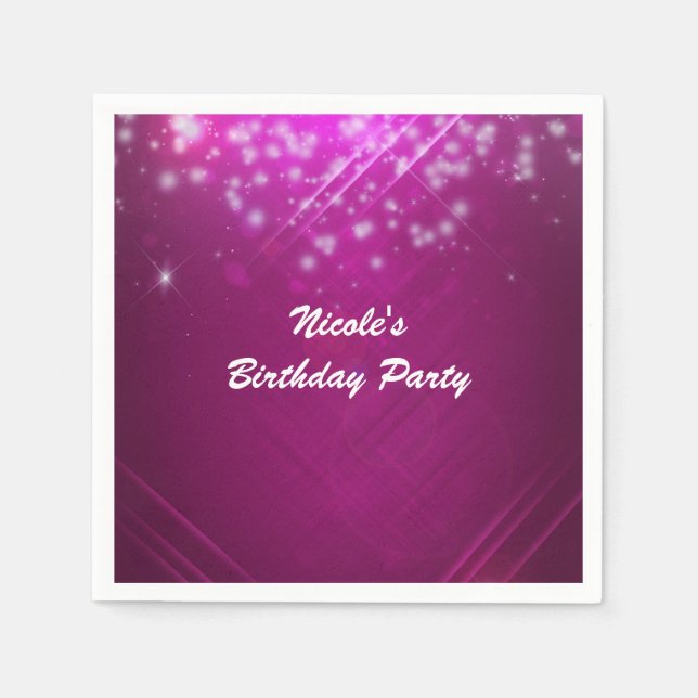 Magenta Pink Sparkle Party Serviette (Vorderseite)