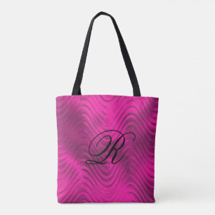 Magenta Pink Wavy Muster mit Monogramm