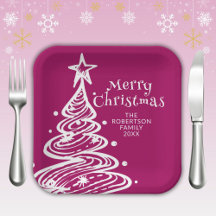 Magenta Pink White Christmas Tree Party