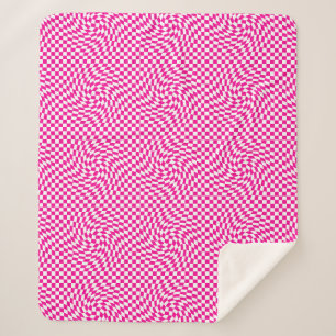 Magenta Pink & White Warped Chic Chic Chic Checks  Sherpadecke