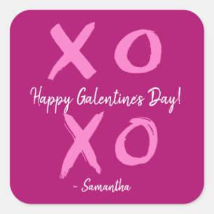 Magenta Pink XOXO - Frohen Galentine's Day Niedlic Quadratischer Aufkleber