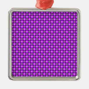 Magenta Pinke Punkte Schwarz Weiß Gittermuster Ornament Aus Metall