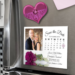 Magenta Plum Rose Kalender Foto Retten Datumsanzei Magneteinladung